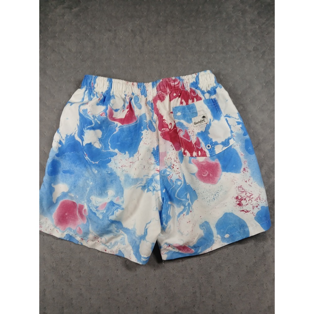 Boardies Apparel Mens Swim Trunks Large Blue Pink Marble Watercolor Swim Shorts